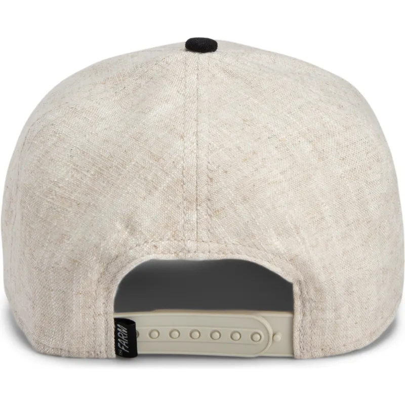 bezowo-czarna-czapka-z-zakrzywionym-daszkiem-snapback-skorpion-deadly-lethal-linen-rugged-comfort-the-farm-od-goorin-bros