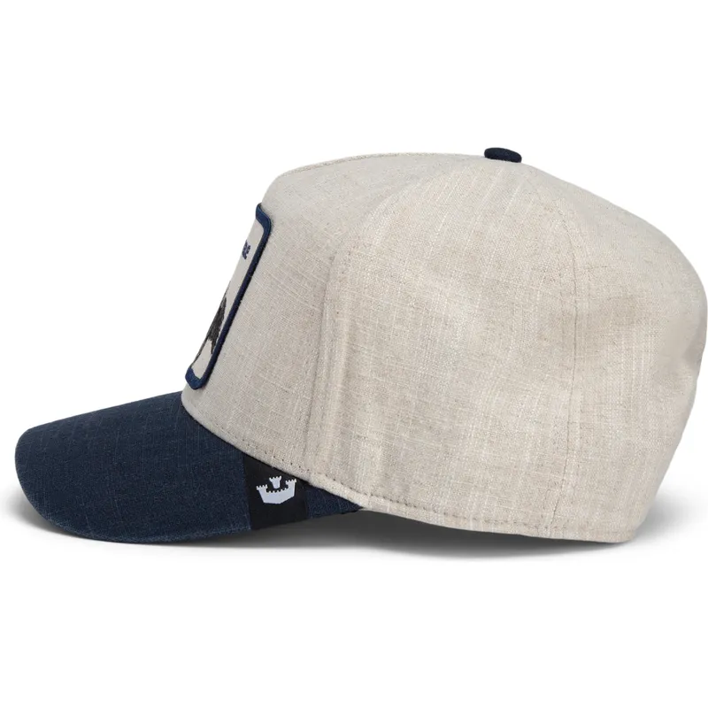 cappellino-curvo-beige-e-blu-marino-snapback-cavallo-rogue-thread-rebel-rugged-comfort-the-farm-di-goorin-bros