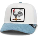 casquette-trucker-blanche-et-bleue-coq-cock-rooster-fan-institution-ball-club-global-core-denim-the-farm-goorin-bros