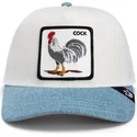goorin-bros-die-farm-weisse-und-blaue-trucker-kappe-gallo-cock-rooster-fan-institution-ball-club-global-core-denim