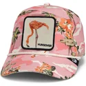 lyserod-curved-snapback-kasket-med-flamingo-flyder-floater-randy-souse-git-salty-rim-the-farm-fra-goorin-bros
