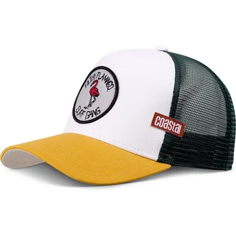 Czapka trucker biała i żółta Filthy Flamingo Surf Gang HFT od Coastal