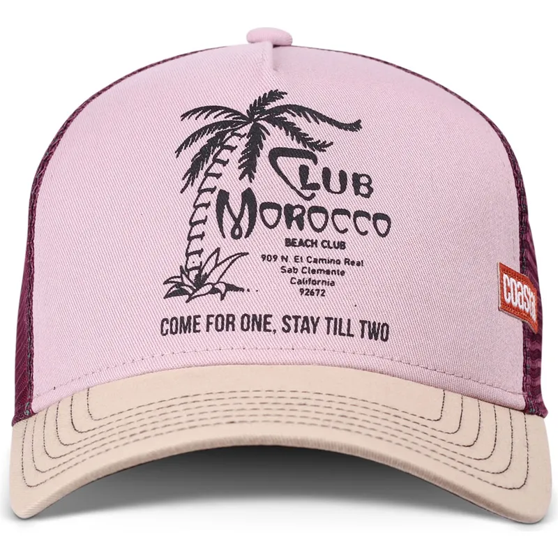 rosa-og-beige-trucker-kasket-club-morocco-hft-fra-coastal