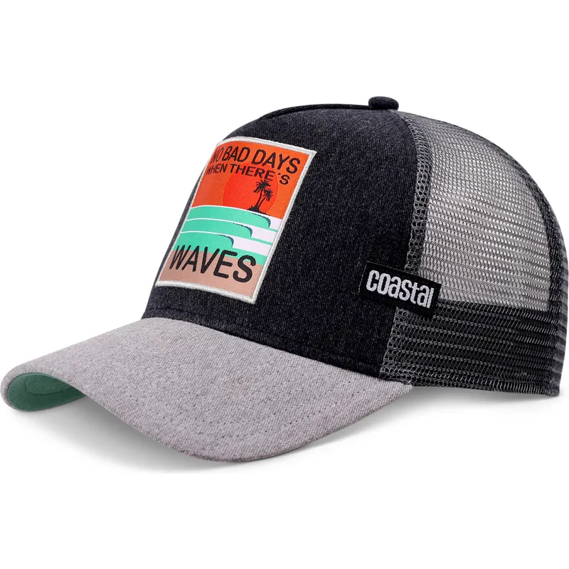 coastal-no-bad-days-hft-sort-og-gra-trucker-kasket
