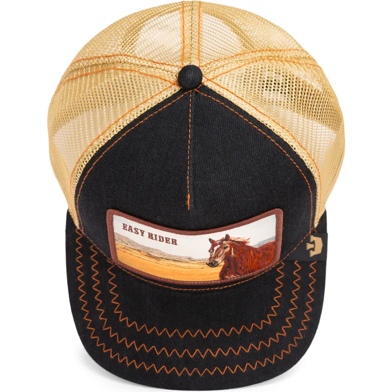 sort-trucker-kasket-med-hest-easy-rider-wild-heart-the-farm-fra-goorin-bros