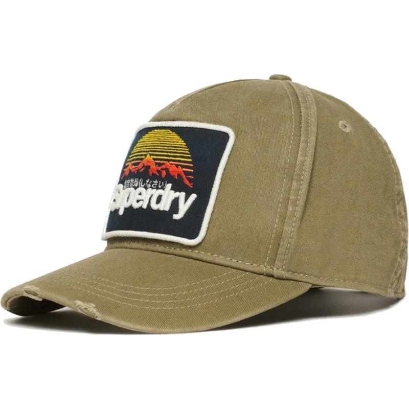 cappellino-curvo-verde-regolabile-graphic-khaki-di-superdry