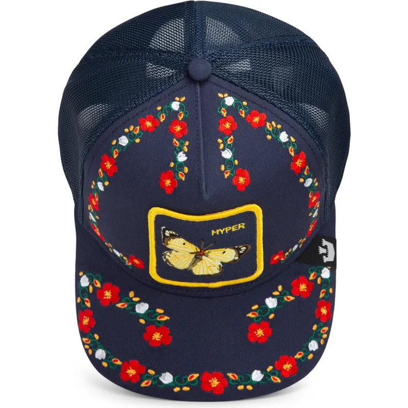 goorin-bros-sommerfugl-hyper-aktiv-flora-fauna-the-farm-morkebla-trucker-hat