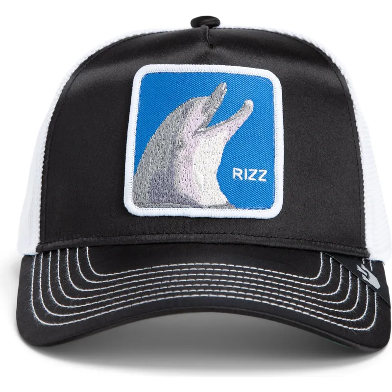 goorin-bros-dolphin-rizz-rizzky-bizznizz-great-escape-the-farm-cappello-trucker-bianco-e-nero