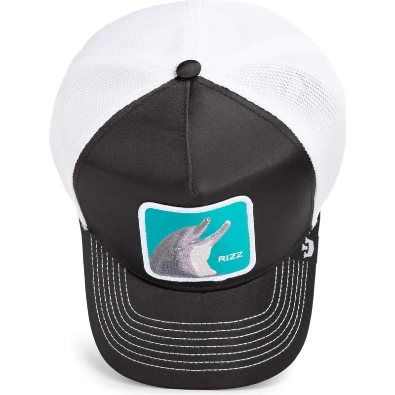 goorin-bros-dolphin-rizz-rizzky-bizznizz-great-escape-the-farm-cappello-trucker-bianco-e-nero