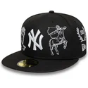 schwarze-enganliegende-59fifty-flatcap-mythical-der-new-york-yankees-mlb-von-new-era