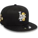 cappello-nero-a-visiera-piatta-snapback-9fifty-floral-dei-los-angeles-dodgers-mlb-di-new-era
