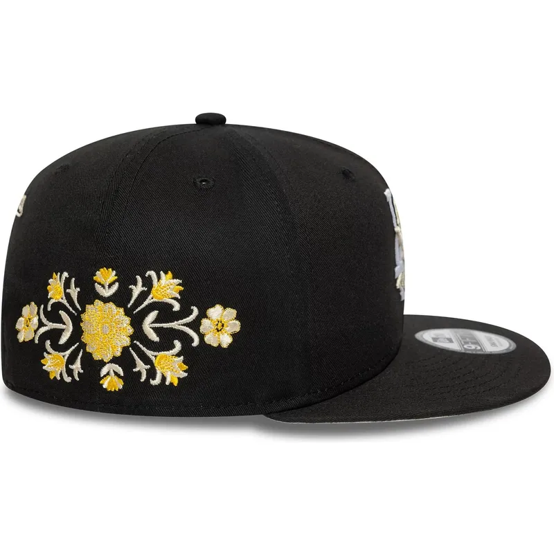 cappello-piatto-nero-snapback-9fifty-floral-dei-los-angeles-dodgers-mlb-di-new-era
