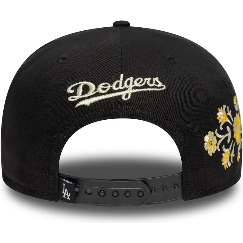 cappello-piatto-nero-snapback-9fifty-floral-dei-los-angeles-dodgers-mlb-di-new-era