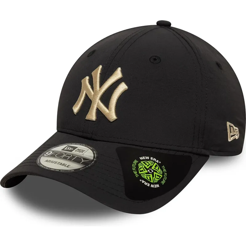 cappellino-curvo-nero-regolabile-con-logo-beige-9forty-recycled-di-new-york-yankees-mlb-di-new-era