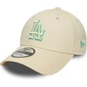 cappellino-curvo-beige-regolabile-con-logo-verde-9forty-team-outline-dei-los-angeles-dodgers-mlb-di-new-era