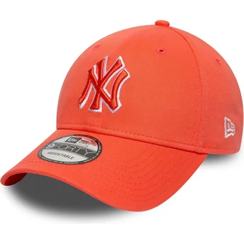 Cappellino curvo arancione regolabile con logo arancione 9FORTY Team Outline dei New York Yankees MLB di New Era