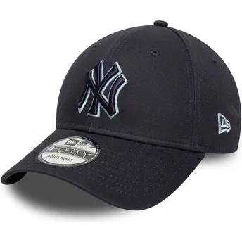 Gorra curva azul marino ajustable con logo azul marino 9FORTY Team Outline de New York Yankees MLB de New Era
