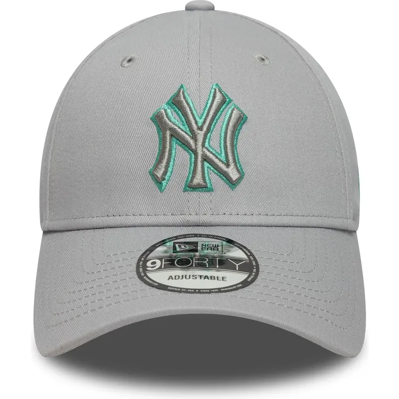 graue-verstellbare-curved-cap-mit-grauem-logo-9forty-team-outline-der-new-york-yankees-mlb-von-new-era