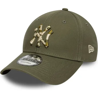 Cappellino verde con visiera curva regolabile 9FORTY Seasonal Infill dei New York Yankees MLB di New Era