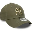 cappellino-verde-con-visiera-curva-regolabile-9forty-seasonal-infill-dei-new-york-yankees-mlb-di-new-era