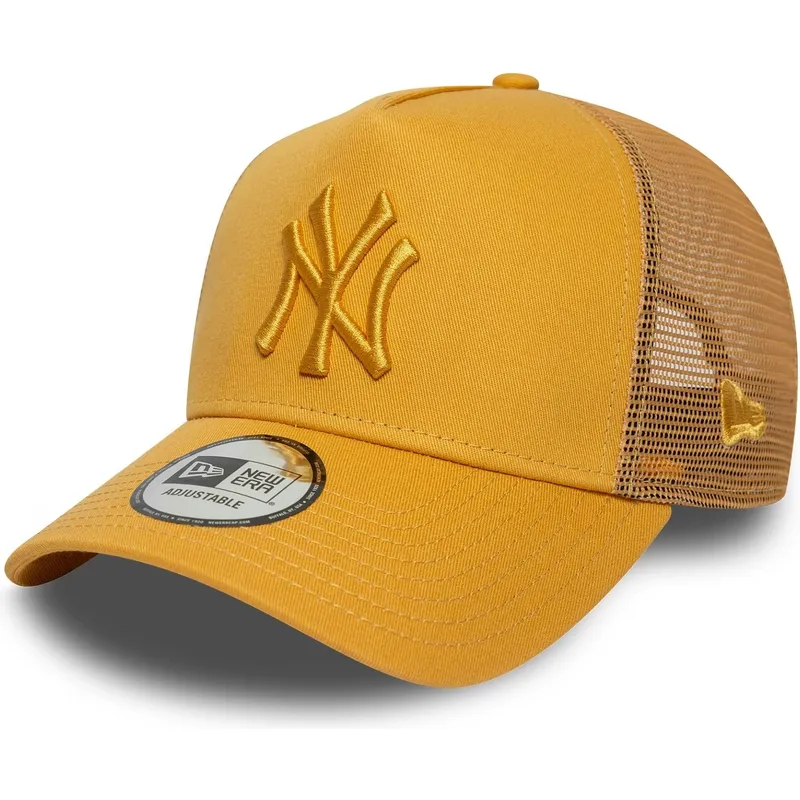 new-era-new-york-yankees-mlb-a-frame-league-essential-gul-truckerkeps-med-gul-logotyp