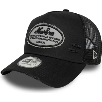 Cappellino trucker nero A Frame Oval Distress Patch di New Era