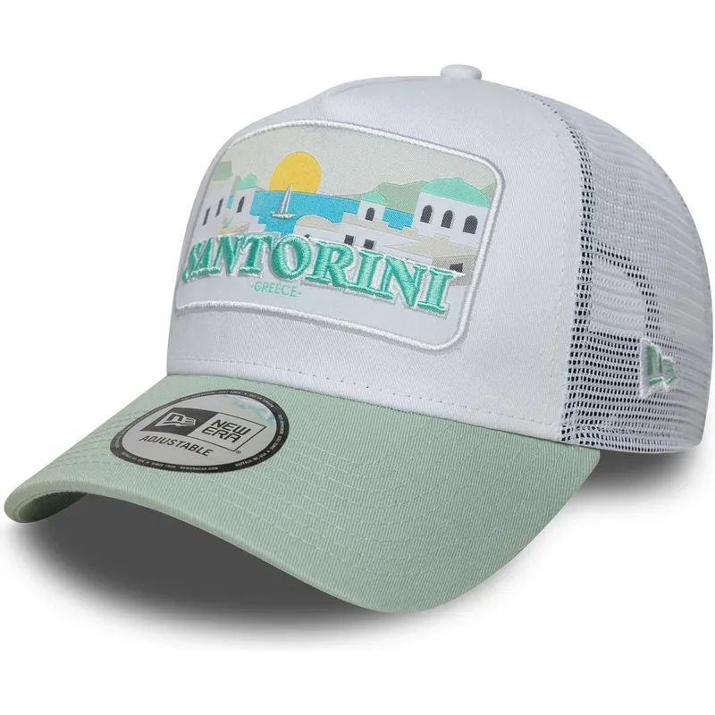 gorra-trucker-hvid-og-gron-santorini-graekenland-a-frame-summer-fra-new-era