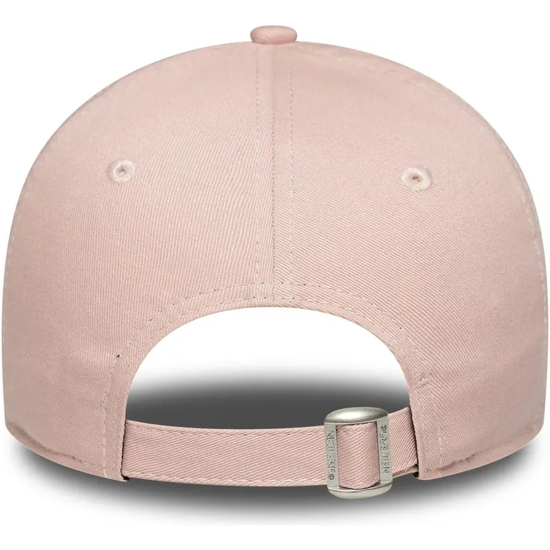 justerbar-lyserod-buet-kasket-til-kvinder-med-hvidt-logo-9forty-league-essential-af-new-york-yankees-mlb-fra-new-era