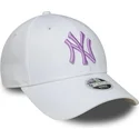 cappellino-curvo-bianco-regolabile-da-donna-con-logo-viola-9forty-league-essential-dei-new-york-yankees-mlb-di-new-era