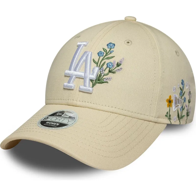cappellino-curvo-beige-regolabile-da-donna-9forty-floral-icon-dei-los-angeles-dodgers-mlb-di-new-era