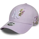 cappellino-curvo-viola-regolabile-da-donna-9forty-floral-icon-dei-new-york-yankees-mlb-di-new-era