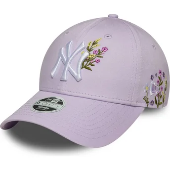 Cappello curvo viola regolabile da donna 9FORTY Floral Icon dei New York Yankees MLB di New Era