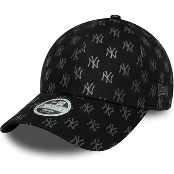 Cappellino curvo nero regolabile da donna 9FORTY Monogram dei New York Yankees MLB di New Era