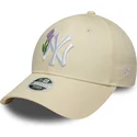 cappellino-curvo-beige-regolabile-da-donna-9forty-beaded-dei-new-york-yankees-mlb-di-new-era