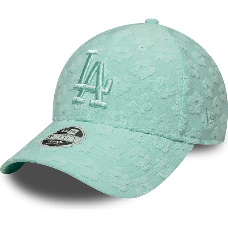 cappellino-con-visiera-curva-verde-regolabile-da-donna-9forty-floral-towelling-dei-los-angeles-dodgers-mlb-di-new-era