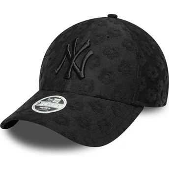 Cappellino curvo nero regolabile da donna 9FORTY Floral Towelling dei New York Yankees MLB di New Era