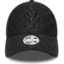 verstellbare-schwarze-damen-cap-9forty-floral-towelling-der-new-york-yankees-mlb-von-new-era