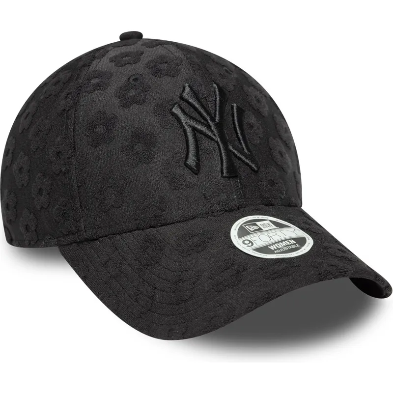 new-york-yankees-mlb-new-era-9forty-floral-towelling-justerbar-svart-bojd-keps-for-kvinnor