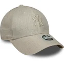 cappellino-curvo-beige-regolabile-da-donna-9forty-woven-new-york-yankees-mlb-di-new-era