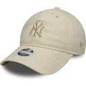 cappellino-curvo-beige-regolabile-da-donna-con-logo-beige-9twenty-linen-dei-new-york-yankees-mlb-di-new-era