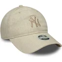 cappellino-curvo-beige-regolabile-da-donna-con-logo-beige-9twenty-linen-dei-new-york-yankees-mlb-di-new-era