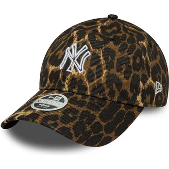 Cappellino curvo leopardato regolabile da donna 9TWENTY Outline dei New York Yankees MLB di New Era