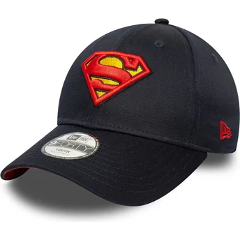 Gorra curva azul marino ajustable para niño 9FORTY All Over Print de Superman DC Comics de New Era