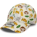 berretto-curvo-beige-regolabile-per-bambino-9forty-all-over-print-safari-di-new-era