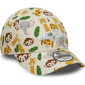 beige-gebogene-verstellbare-kappe-fur-kinder-9forty-all-over-print-safari-von-new-era