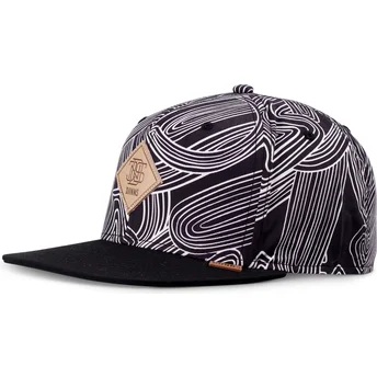 Sort flad snapback kasket MA Pattern fra Djinns