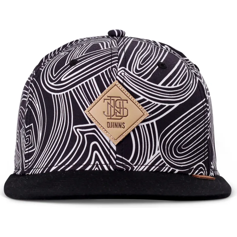 sort-flad-snapback-kasket-ma-pattern-fra-djinns