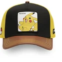 cappellino-snapback-curvo-nero-giallo-e-marrone-pikachu-pmk6-pik-pokemon-di-capslab