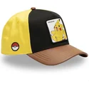 snapbackkeps-med-bojd-skarm-i-svart-gult-och-brunt-pikachu-pmk6-pik-pokemon-fran-capslab