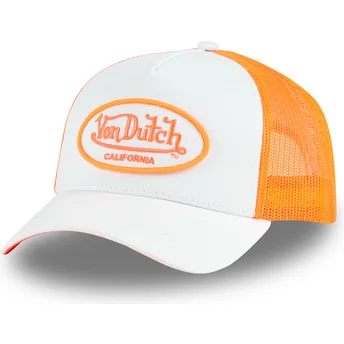 Von Dutch FLUO04 CT White and Orange Trucker Hat